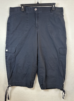 Laura Scott Stretch Capris Womens Size 14 Black Stretch eBay