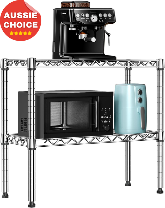 MZG 2-Tier Heavy-Duty Metal Shelf Steel Wire Rack Garage Kitchen Black 567kg