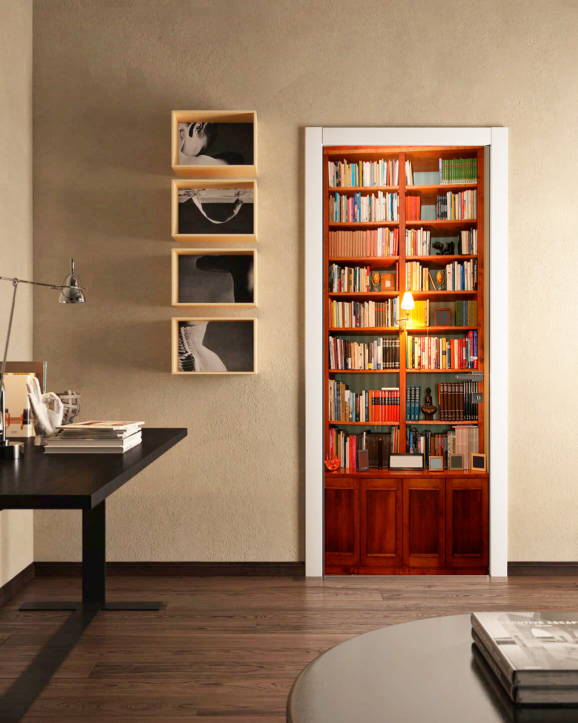 3d Retro Bookcase Self Adhesive Bedroom Door Murals Wall Sticker