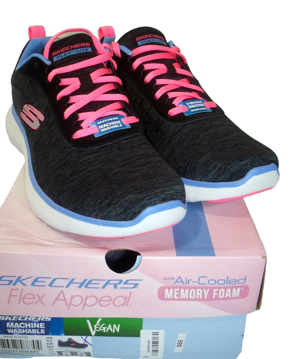 Skechers Womens Sz 8.5 Flex Appeal Modern Times Black Hot