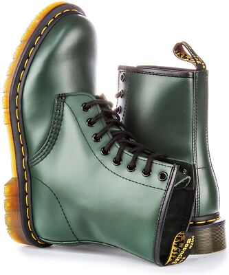Pre-owned Dr. Martens Dr Martens 1460 Smoth Core Lace Up 8 Eyeletwomens Boots In Green Us 5 - 11