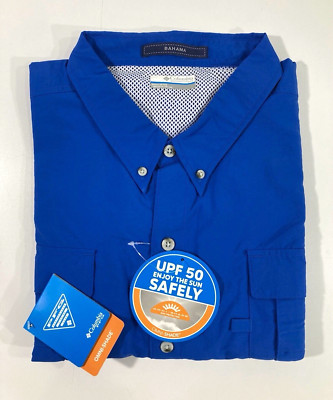 NWT 5X BIG COLUMBIA MENS PFG BAHAMA ll SHORT SLEEVE SHIRT VIVID BLUE 5X