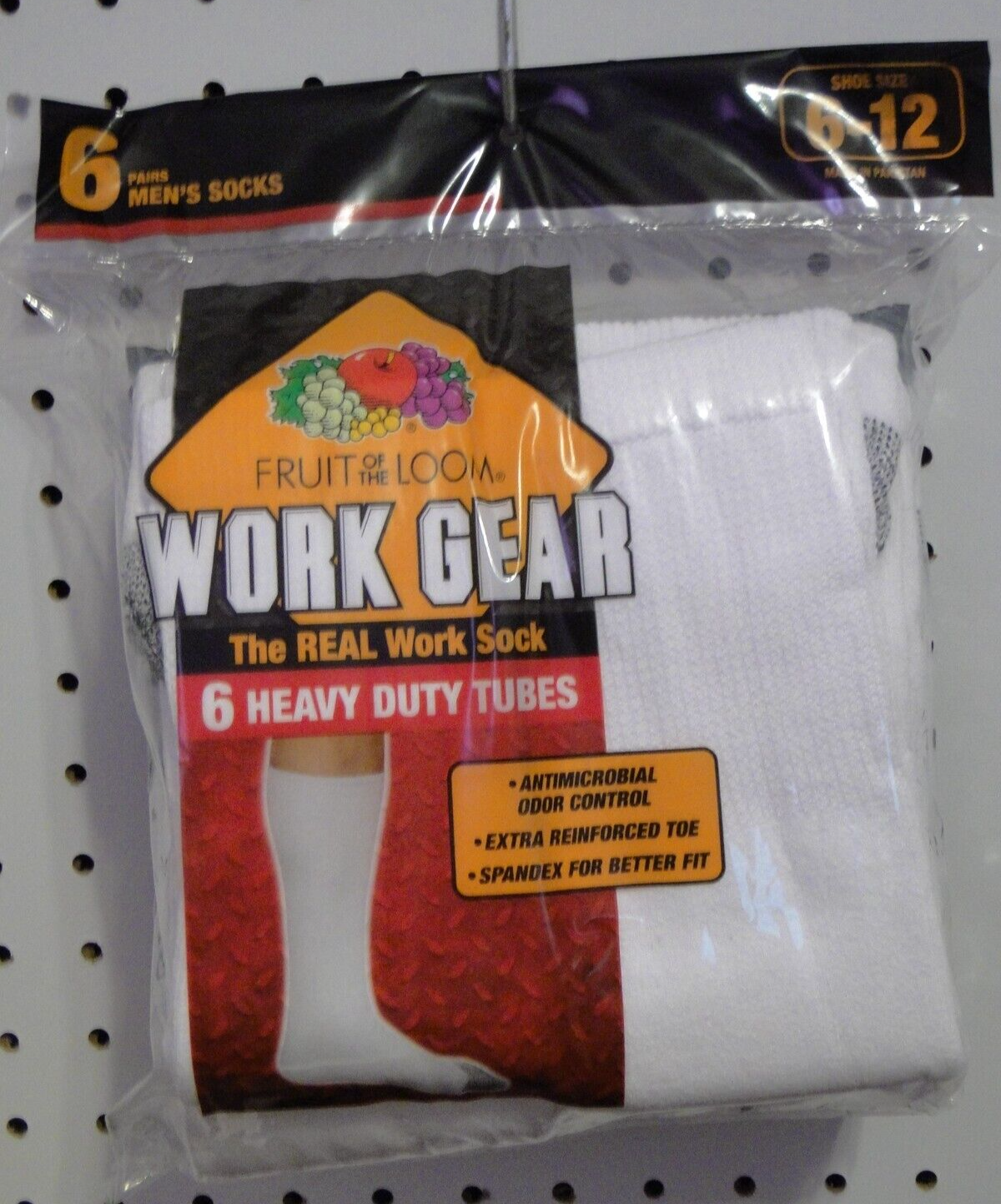 6 Mens White Over The Calf Tube Sock 6-12 Fruit of the Loom Heavy Duty Work Gear