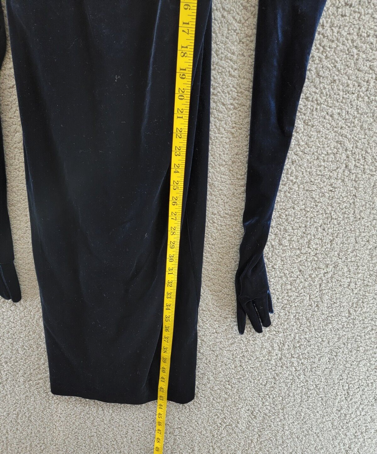 BCBGMAXAZRIA Plunge Neck Midi Dress & Glove Womens 10 Dark Navy Back Zip Closure - Picture 8 of 16