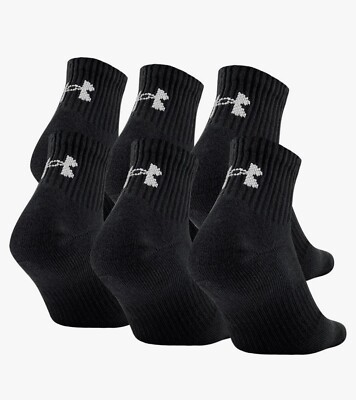 Under Armour Cotton 2.0 Quarter Socks Training . Size  Adult - Large  6 Pack 