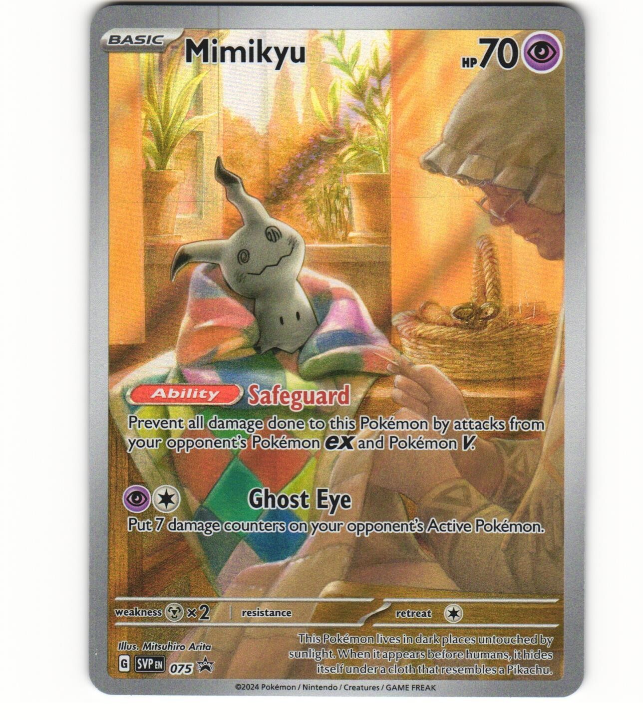 meico*.。♡　0527 2024 Near Mint Pokémon Mimikyu SVP en 075 Paldean Fates UPC