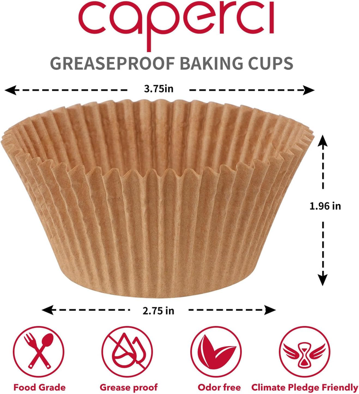 Jumbo Cupcake Liners Natural Muffin Baking Cups 300-Count, No Smell, Food Grade,