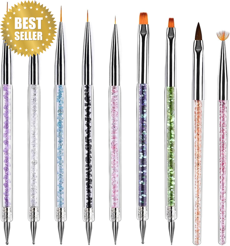 Nail Art Brushes, 9PCS Nail Brushes for Nail Art with Nail Liner Brush and Nail