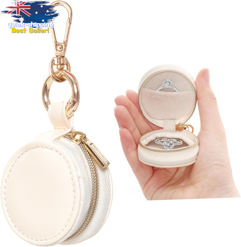 Portable Jewelry Ring Holder Box, Keychain Case for Rings & Earrings Travel