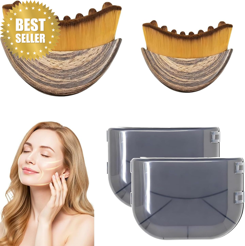 2PCS Lymphatic Contour Face Brush, Dual-Size Dry Brushing Face Brush, Lymphatic