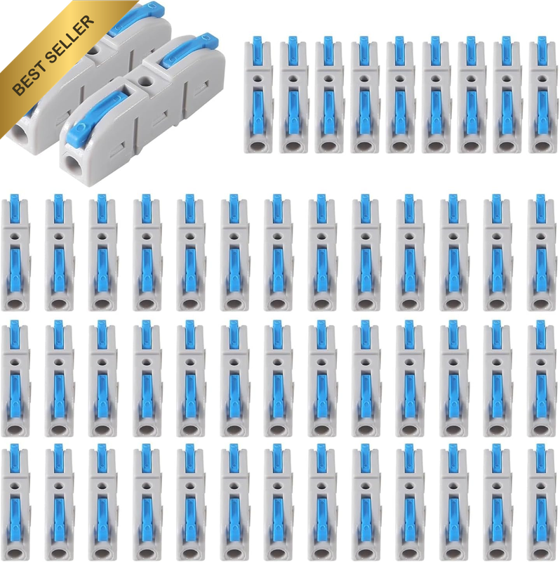 50Pcs Lever Wire Connectors, 1 to 1 Inline Assemblable, Electrical Connectors Wi