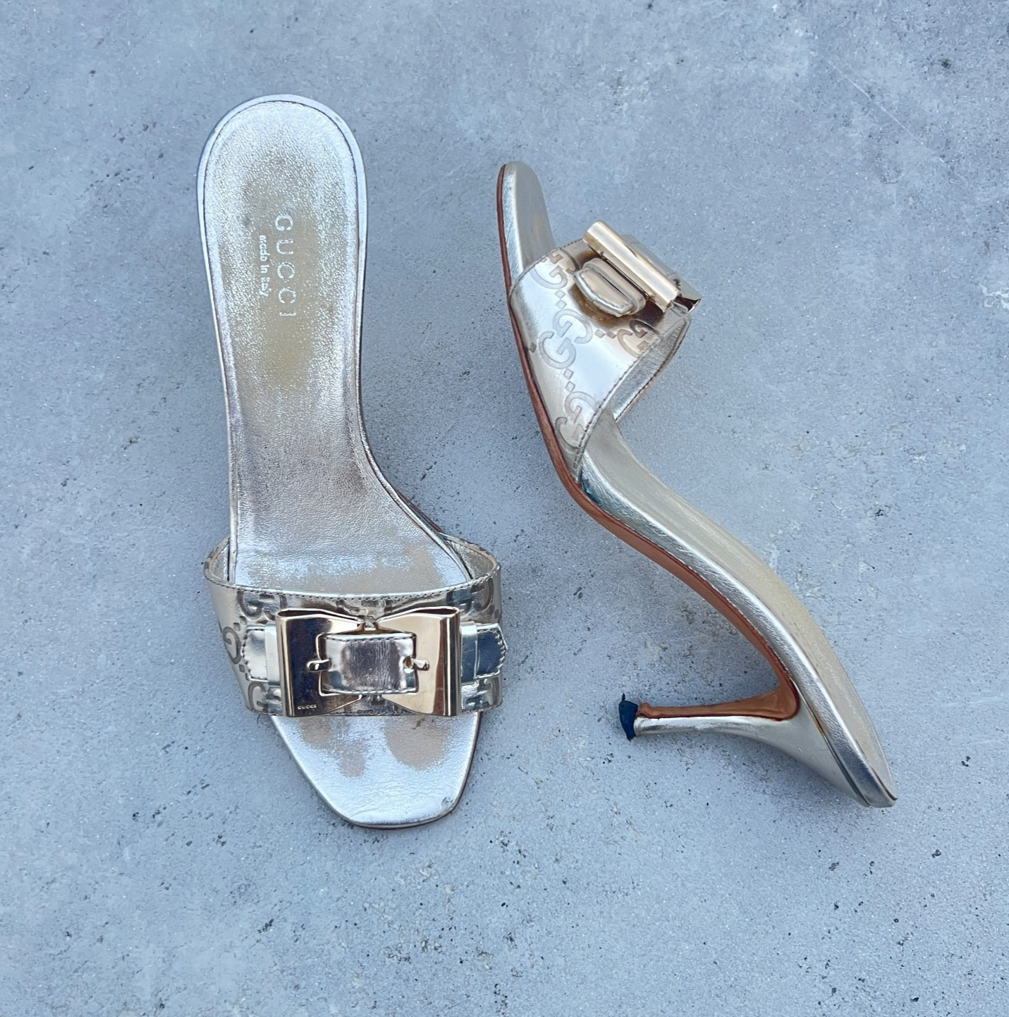 Gucci | Metallic Buckle Bow Tie Silver Hardware GG Pattern