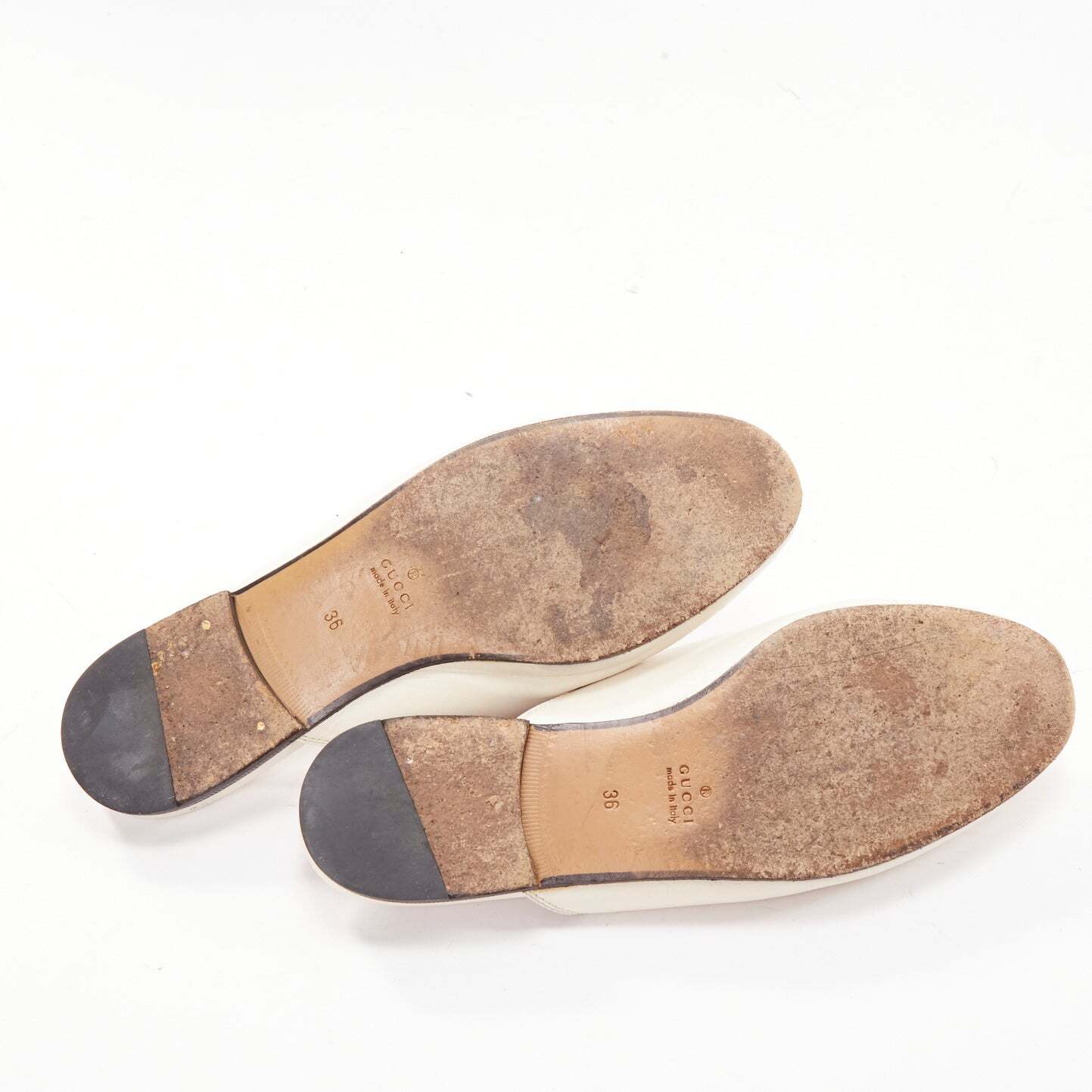 GUCCI Princetown cream leather gold horsebit flat mule GUCCI Princetown cream leather gold horsebit flat mule