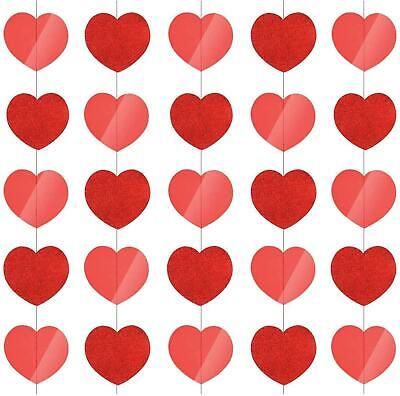 6 x 7ft Red Heart String Valentines Day Decorations Engagement Wedding Party NEW