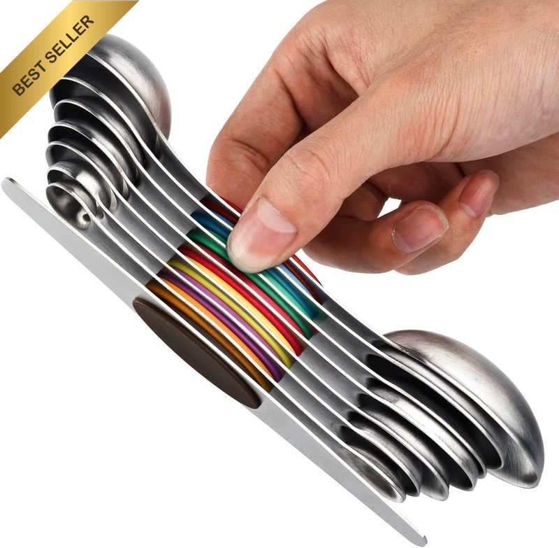 Stackable, Dual - Sided, Nesting Measuring Spoons for Dry and Liquid Ingredients