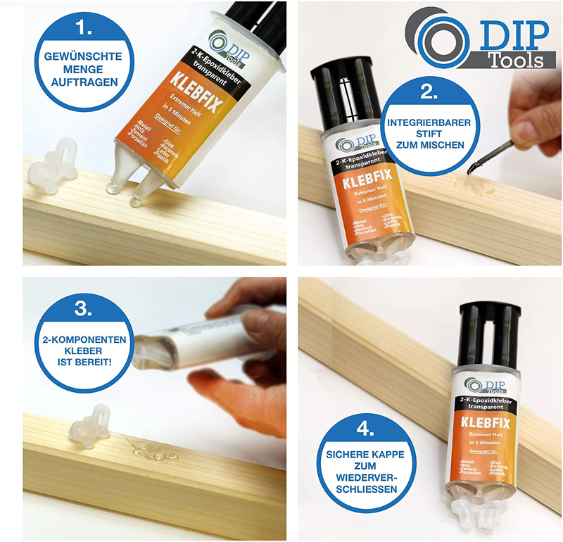 DIP-Tools Universal - 2 Komponenten Kleber - Epoxidharz - transparent (1x25ml)