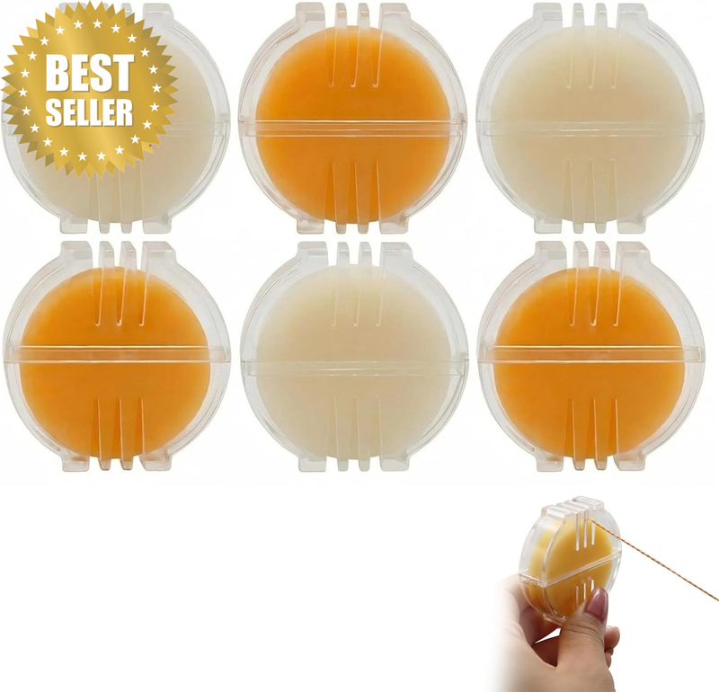 6-Pack Beeswax Thread Conditioner with Storage Box, Odorless Yellow & White Thre