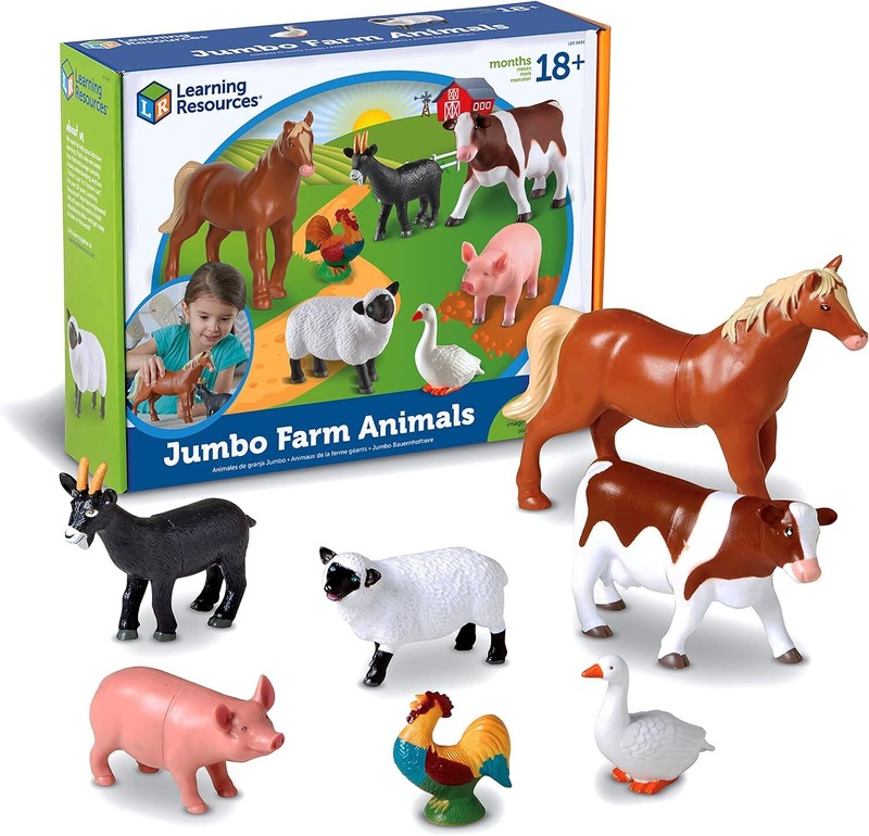 Jumbo Farm Animals, Animal Toy Set for Toddlers, 7 Pieces, Ages 18 Mos+