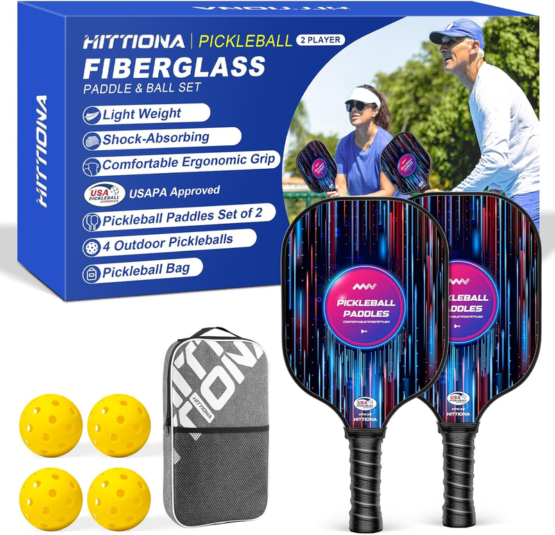 Pickleball Paddles - Fiberglass Pickleball Paddles Set of 2, USAPA Approved Pick