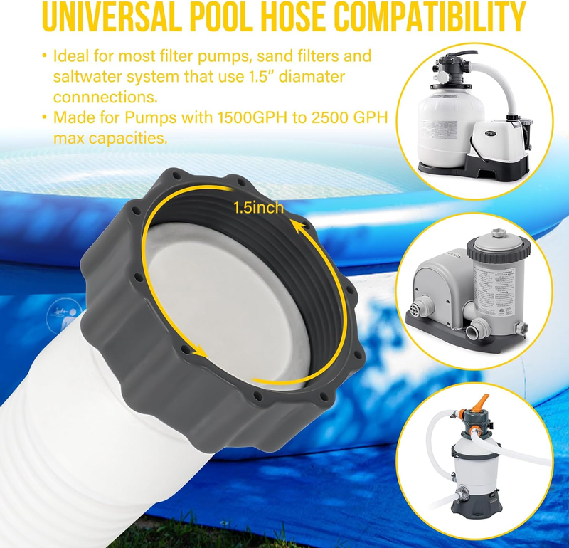 Pool Hose for Ground Pools 1.5 Inch Pool Pump Replacement Hoses 59" Long Accesso