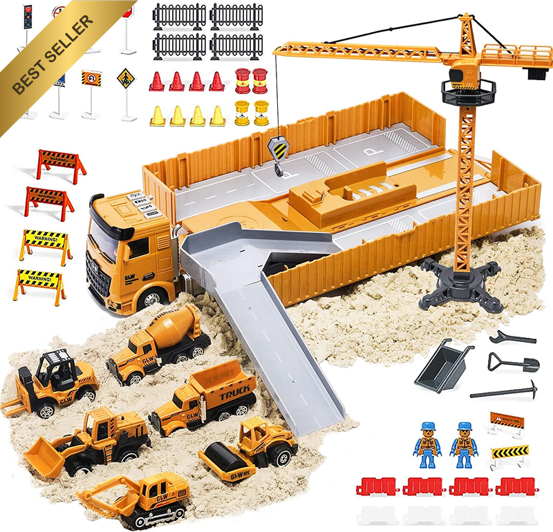 Construction Truck Toy Set Excavator Crane Cement Dump Early Education 3+