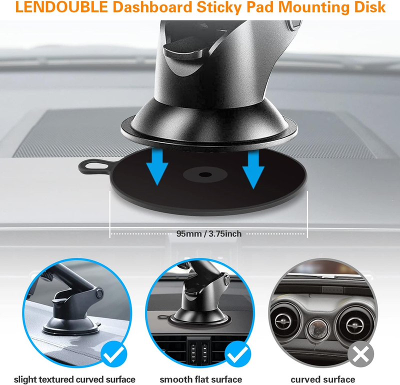 Dashboard Pad Mounting Disk for Suction Cup, Large Plastic 3M Extra Strong Adhes