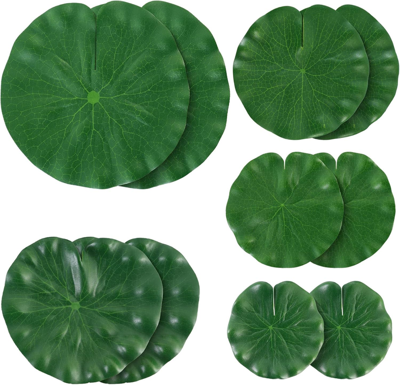 10 Pcs Artificial Lily Pads for Pond Pool, 5 Sizes Realistic Floating Foam Lotus