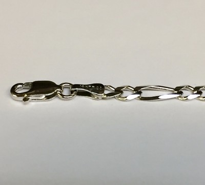Pre-owned Tex 14k White Gold 22" Mens Solid Figaro Curb Link Chain/necklace 3.8 Mm 11 Grams In No Stone