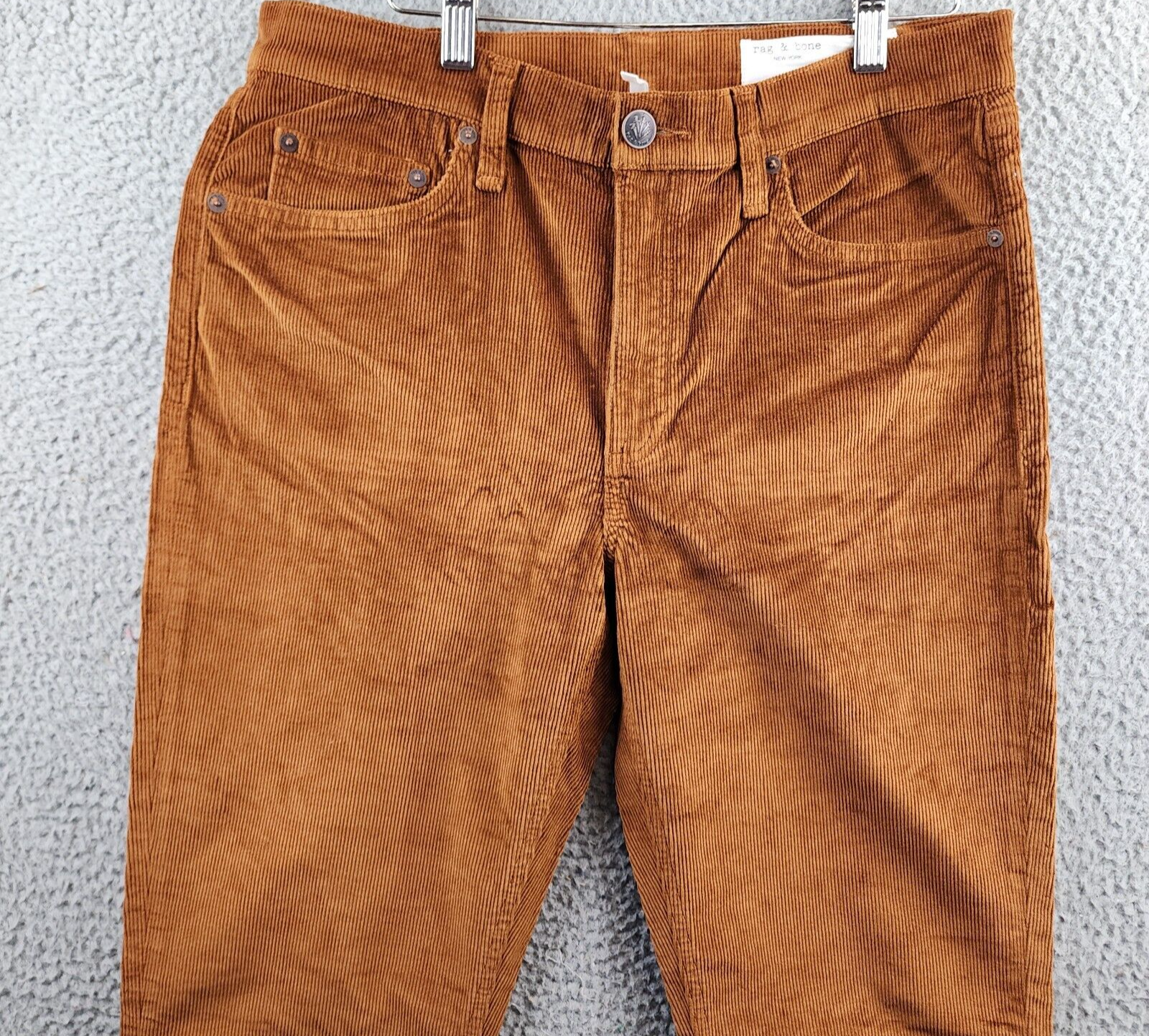 rag & bone Peyton Mid Rise Corduroy Bootcut Jeans 31 Gold Button Zip Closure - Picture 3 of 16
