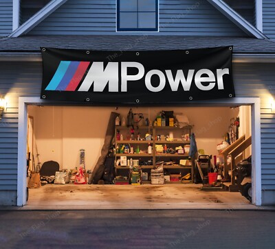 BMW Motorsport M Power Flag Banner 2x8ft - Waterproof Indoor/Outdoor Decor