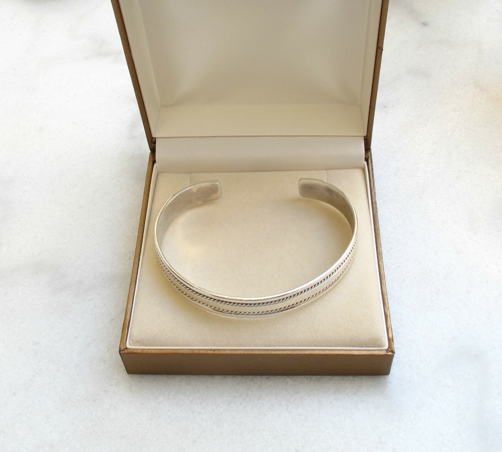 Pre-owned Symbolina Sterling Silver Solid Cuff Bangle Bracelet Id Name Tag Cuban Men Women Artisan