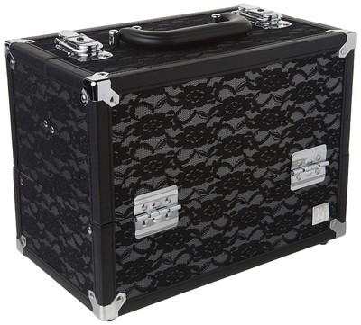 Make Me Over 4 Tray Train Case Cosmetic Storage Case & Organizer Black Lace 3...