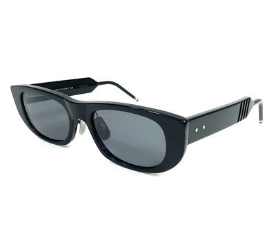 Thom Browne Sunglasses TBS417-53-01AF BLK Black Oval Frames w/ Smoke Gray Lenses