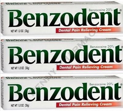 Benzodent Dental Pain Cream 1oz ( 3 pack ) FRESH PHARMACY SUPPLY! __