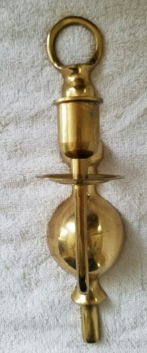 Vintage Heavy Brass Wall Sconce Single Candle Holder