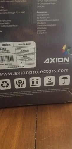 Axion LED projector model a600 3D,professional Use Theater