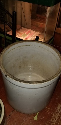 Antique 3 Gallon Stoneware Crock With Handles And Cobalt Blue Lettering