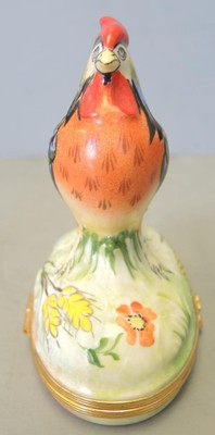 Retired Limoges Hand Painted Trinket Box - Colorful Farm Rooster