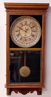 ANTIQUE SESSIONS STORE REGULATOR WALL CLOCK 8 DAY TIME ONLY CALENDAR WALL CLOCK
