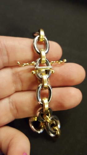 Italian 14K WHITE & YELLOW Gold ROLO LINK 7 1/2