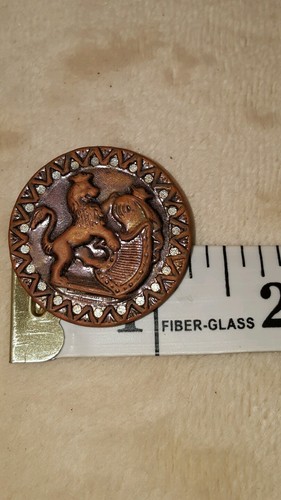 Vintage metal Collectible Sewing Button Lion Scene Picture Rare