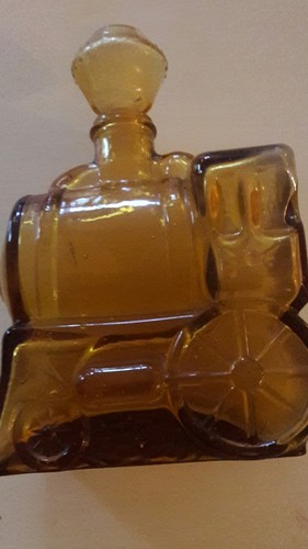 Vintage Amber Glass Train Decanter marked 133