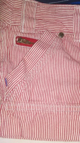 AE American Eagle Short Shorts Striped Red White Low Rise Cuffed Womens Sz 6