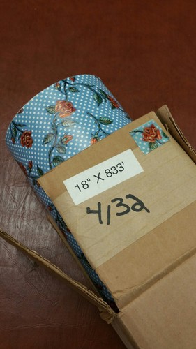 Full ream 18 inch wide Polka Dot Roses gift wrap 833 feet
