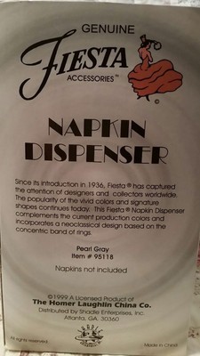 Fiesta Homer Laughlin PEARL GRAY Retired Retro Diner Napkin Dispenser #95118 NEW
