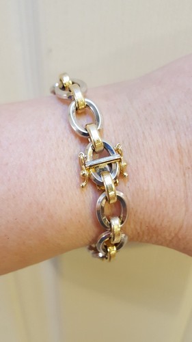 Italian 14K WHITE & YELLOW Gold ROLO LINK 7 1/2