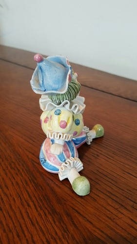 Gumps Porcelain Clown Figurine Made in Italy Signed