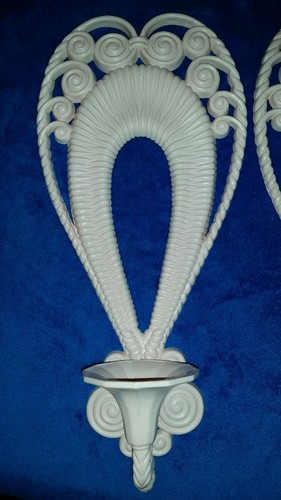 Vintage Burwood 1975 Homco Wicker Look Wall Scones Pink Set of 2  # 1278