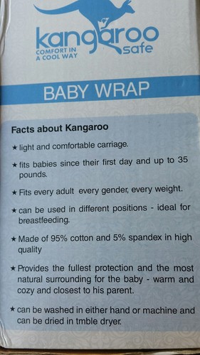 KANGAROO SAFE BABY WRAP comfort in a cool way
