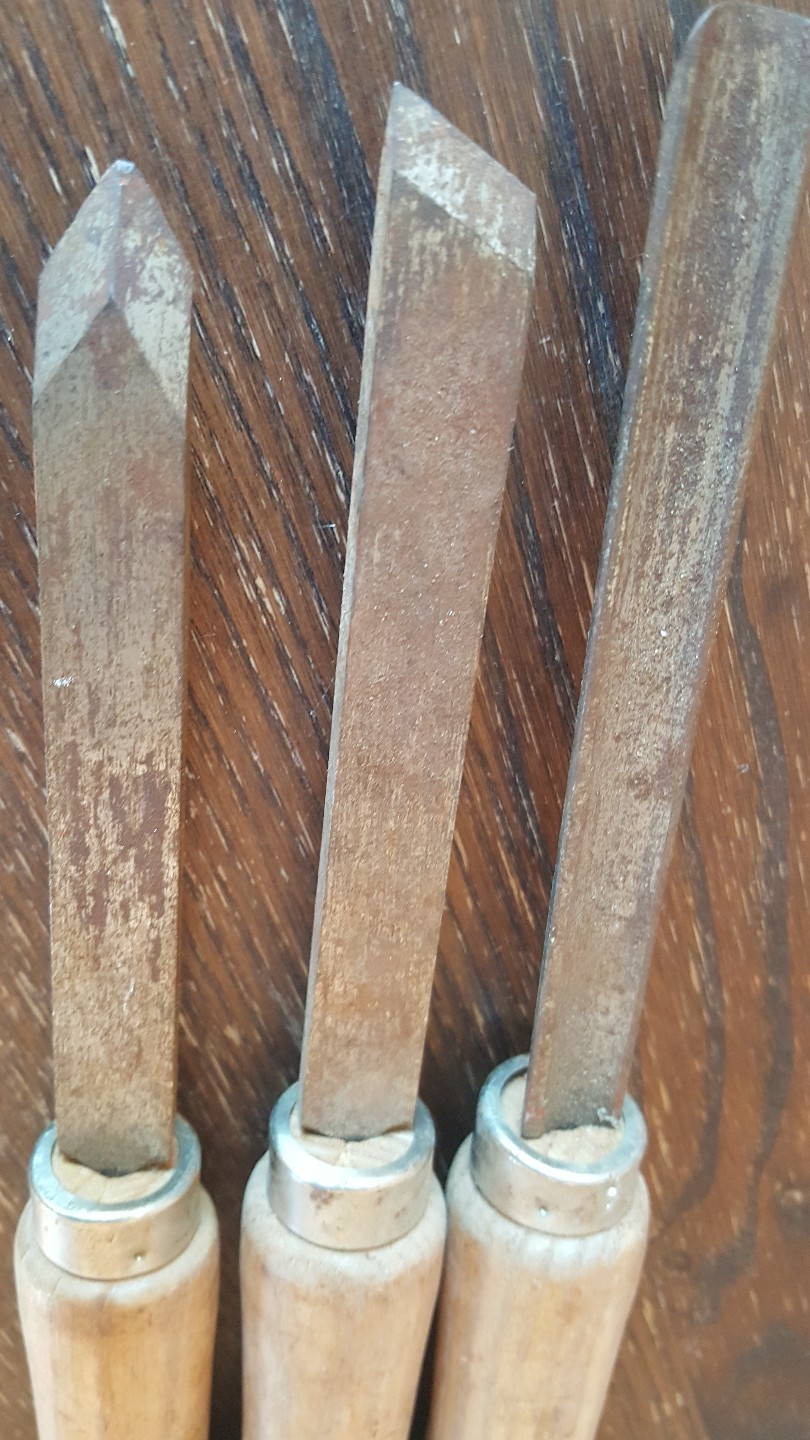 Aetco Wood Lathe Skew Chisel. U.S.A. lot of 3